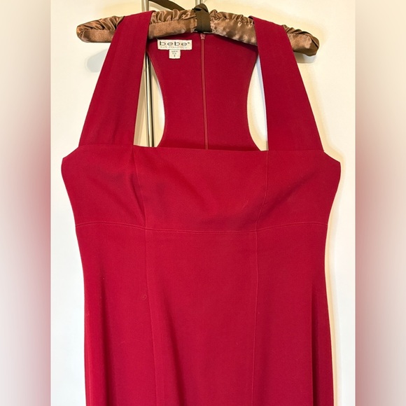Gorgeous Vintage BEBE circa 1995 Red Crepe lined Dress size 8 - Picture 3 of 10